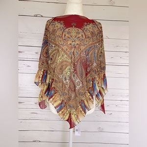 Vintage NWT Semi Sheer Poncho paisley print